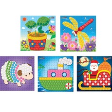 PLAYCORN 馬賽克5種套組系列4, 幼苗, 蜻蜓, 羊, 船, 聖誕老人和魯道夫, 1套