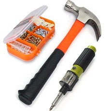 Tool Pia基本五金 10種+彈匣式替換螺絲起子 6P 顏色隨機+纖維錘組, 17種, 1組