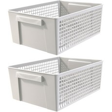 inomata HICKIES 廚房 浴室 多用途整理收納盒, 白色, L(285 x 212 x 115 mm), 2個