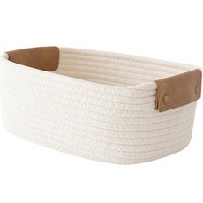 Market Pio家用皮革手把棉繩小物整理籃 M, 1個, 類型1