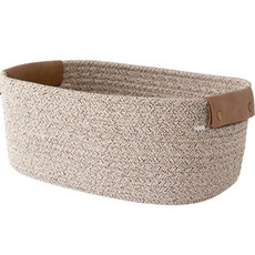 Market Pio 家用皮革把手棉繩小物收納籃, 1個, 棕色