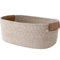 Market Pio居家皮革手把棉繩小物整理籃 L, 1個, 類型4