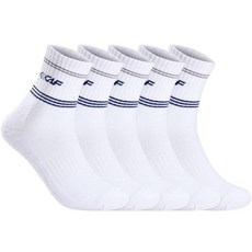 LECAF 男士運動緩震撞色環紋舒適中筒襪, 白色 + 灰色, 5個