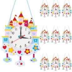 minhwashop 教育用壁掛時鐘DIY組 城堡 UDOFB0441, 混合色, 10個