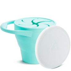 munchkin 滿趣健 矽膠折疊嬰兒零食杯 + 蓋子套組, 薄荷綠, 1套