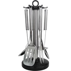 GENIAL Ilusso廚具 7件組 557, 銀, 中型湯匙+方形攪拌器+攪拌器+湯匙+馬鈴薯搗碎器+叉子