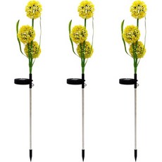 LED蒲公英花防水太陽能庭院燈 3入組, 黃色