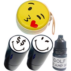 Appleseed高爾夫印章 2種+補充墨水 5ml+微笑盒子組合 SMILE C, 單色（墨水），隨機出貨（箱子）, 1組