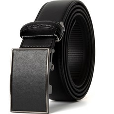 BLANC FLEUR 牛皮扣環裝飾高爾夫腰帶, 黑色