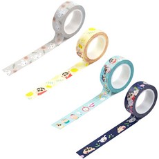 Flyingwhales 蠟筆小新不說不行紙膠帶 4種組, B 花白、C 清新蠟筆小新、F 蠟筆小新和朋友們、H 有花, 1組