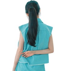 GabalNara 女士迷你髮夾式馬尾C字捲造型局部假髮, 自然黑, 1個