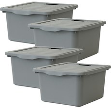 BONOHOUSE 經典收納整理箱, 4個, 灰色, 26L