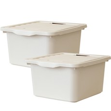 BONOHOUSE 經典收納整理箱, 2個, 奶油色, 26L