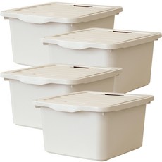BONOHOUSE 經典收納整理箱, 4個, 奶油色, 26L