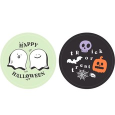 Hands Pick 萬聖節圓形貼紙 幽靈 x 30p + 搗蛋 x 30p 套組, 薄荷綠, 黑色, 1套