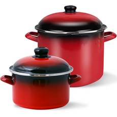 ELO 인덕션 쿡포트 깊은형 냄비 24cm + 곰솥 28cm 세트 2개, 레드, 1세트