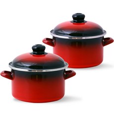 ELO 電磁爐用深型鍋具2件組, 紅色, 深型鍋 18cm + 深型鍋 16cm