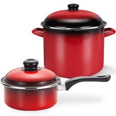 ELO 인덕션 쿡포트 편수냄비 16cm + 곰솥 24cm 세트 2개, 레드, 1세트