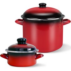ELO 인덕션 쿡포트 낮은형 냄비 14cm + 곰솥 28cm 세트 2개, 레드, 1세트