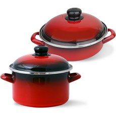 ELO 電磁爐烹飪鍋深型鍋24cm + 火鍋20cm 2件組, 紅色, 深型鍋24cm + 火鍋20cm
