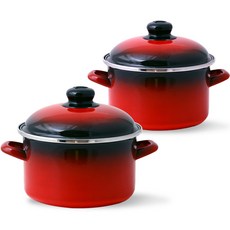 ELO 電磁爐 Cookpot 琺瑯深鍋2件組, 紅色, 深鍋 20cm + 深鍋 16cm