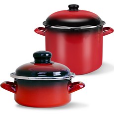 ELO 인덕션 쿡포트 낮은형 냄비 18cm + 곰솥 24cm 세트 2개, 레드, 1세트