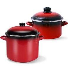 ELO 인덕션 쿡포트 법랑 곰솥 28cm + 깊은형 냄비 16cm 세트 2개, 레드, 1세트