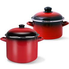 ELO 인덕션 쿡포트 법랑 곰솥 24cm + 깊은형 냄비 16cm 세트 2개, 레드, 1세트