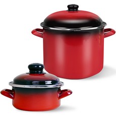 ELO 인덕션 쿡포트 낮은형 냄비 14cm + 곰솥 24cm 세트 2개, 레드, 1세트