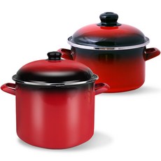 ELO 인덕션 쿡포트 법랑 곰솥 24cm + 깊은형 냄비 20cm 세트 2개, 레드, 1세트