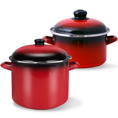 ELO 인덕션 쿡포트 법랑 곰솥 24cm + 깊은형 냄비 18cm 세트 2개, 레드, 1세트