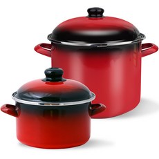 ELO 인덕션 쿡포트 깊은형 냄비 20cm + 곰솥 28cm 세트 2개, 레드, 1세트
