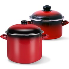 ELO 인덕션 쿡포트 법랑 곰솥 28cm + 깊은형 냄비 18cm 세트 2개, 레드, 1세트