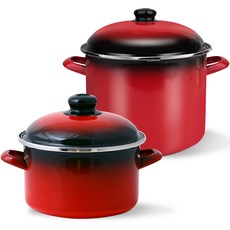 ELO 인덕션 쿡포트 깊은형 냄비 24cm + 곰솥 24cm 세트 2개, 레드, 1세트
