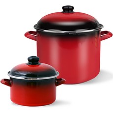 ELO 인덕션 쿡포트 깊은형 냄비 14cm + 곰솥 28cm 세트 2개, 레드, 1세트
