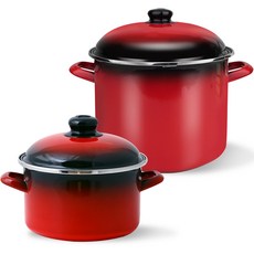 ELO 인덕션 쿡포트 깊은형 냄비 18cm + 곰솥 24cm 세트 2개, 레드, 1세트