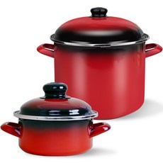 ELO 인덕션 쿡포트 낮은형 냄비 16cm + 곰솥 28cm 세트 2개, 레드, 1세트