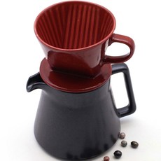 Dalsogeum 陶瓷紅酒造型濾杯 + 大容量黑色分享壺 850ml 套組, 濾杯 + 分享壺