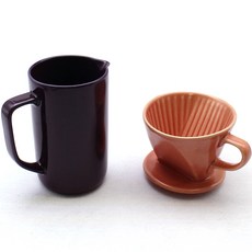 달소금 다용도 도자기 투톤 드리퍼 코랄 + 대용량 롱머그컵 퍼플 650ml 세트, 드리퍼 + 롱머그컵