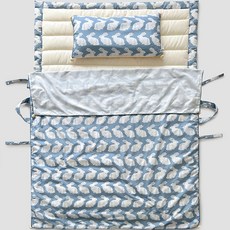 FRAMBOISE 全新 Kring Rabbit 午睡墊 + Coolism 單層夏季毛毯 + 枕頭套 + 枕墊，可拆卸, 灰藍色