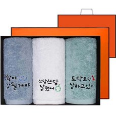 Songwol 松月 Good Job 書法設計洗臉毛巾 170g 30支棉紗 3入禮盒, 隨機出貨, 1套