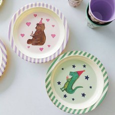 rice 幼兒用深盤子熊熊派對+恐龍派對組 22cm, 混色, 1組