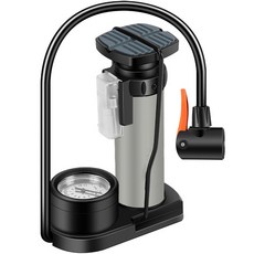 marketpia 攜帶式自行車輕量迷你腳踏打氣筒, 1個, 06 壓力錶 銀色