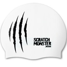 JKUSS 刮痕怪物泳帽 JE4SWH015C, 白色