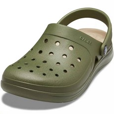 crocs 卡駱馳 Reviva木屐, 240, 軍綠+鵝卵石