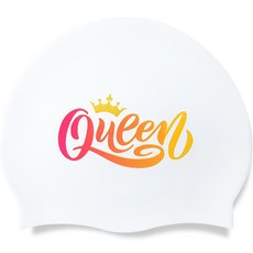 JKUSS Queen字樣白色泳帽 JK-154C, 單一商品(參考商品名稱)