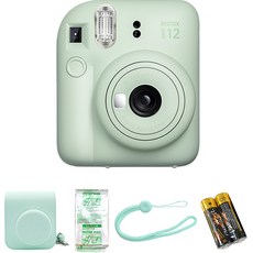 FUJIFILM 富士 instax 馬上看 拍立得 迷你12 薄荷綠+專用包+底片 10入+背帶組, 單一商品, 1套