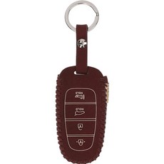 오시에나 뉴세미럭셔리 자동차 가죽 스마트키 키홀더, 와인, 현대D(4버튼)