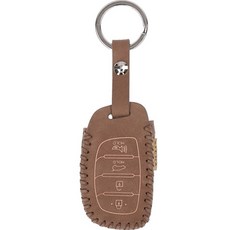 오시에나 뉴세미럭셔리 자동차 가죽 스마트키 키홀더, 베이지, 현대C(4버튼)