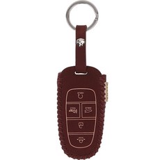 오시에나 뉴세미럭셔리 자동차 가죽 스마트키 키홀더, 와인, 현대F(5버튼)